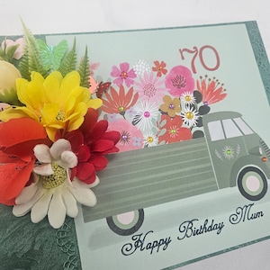 Personalisierte Geburtstagskarte, handgemachte personalisierte Karte, Enkelin, Tochter, Mutter, Oma Geburtstag, mit 3d Van Blumen