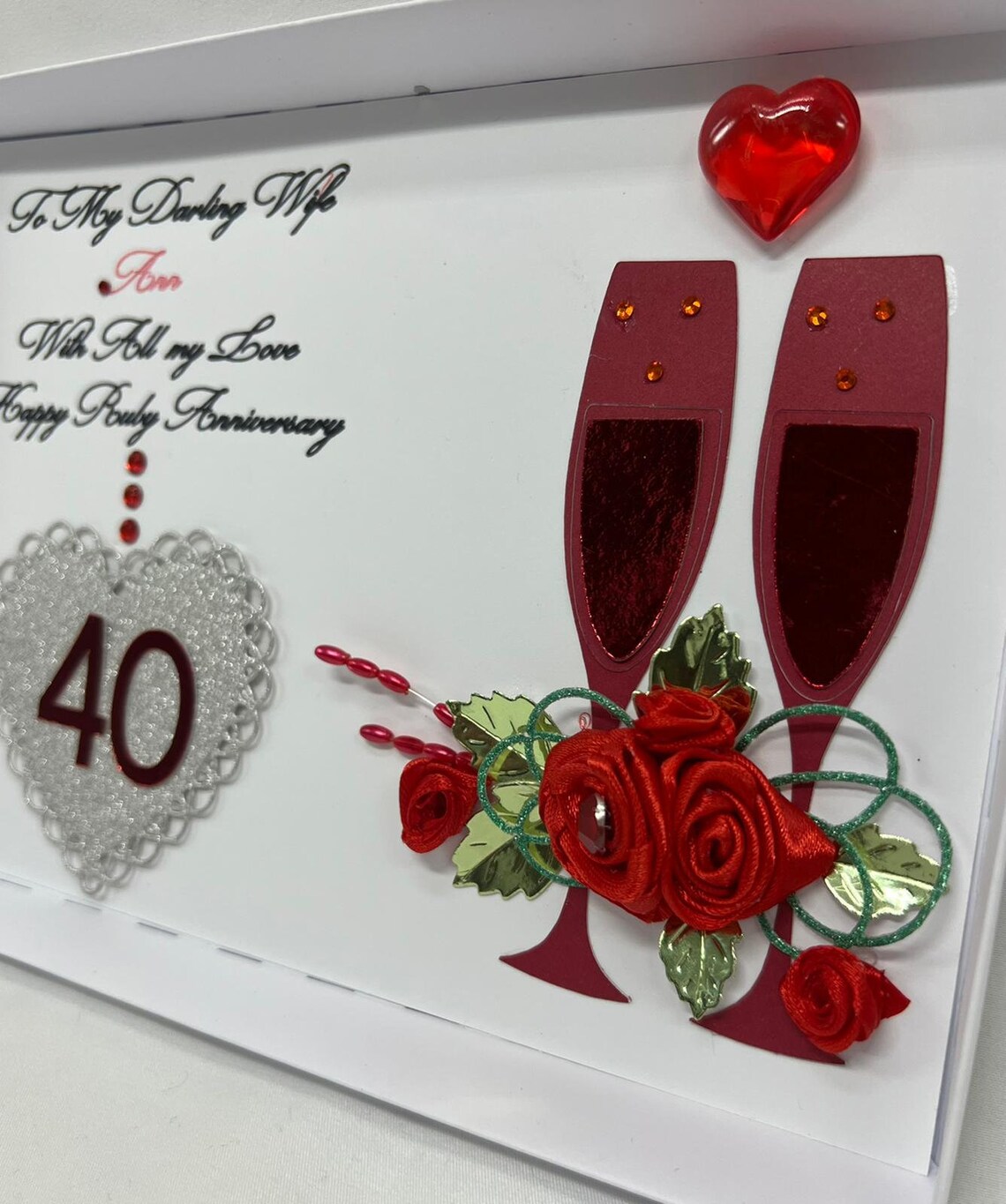40th Ruby Wedding Anniversary Card for Wife/husband/friends / - Etsy