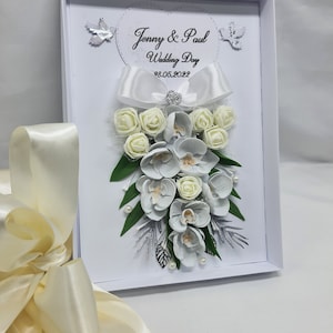 Biglietto di MATRIMONIO di lusso fatto a mano con confezione REGALO Biglietto di fiori nuziali per una famiglia di amici speciali