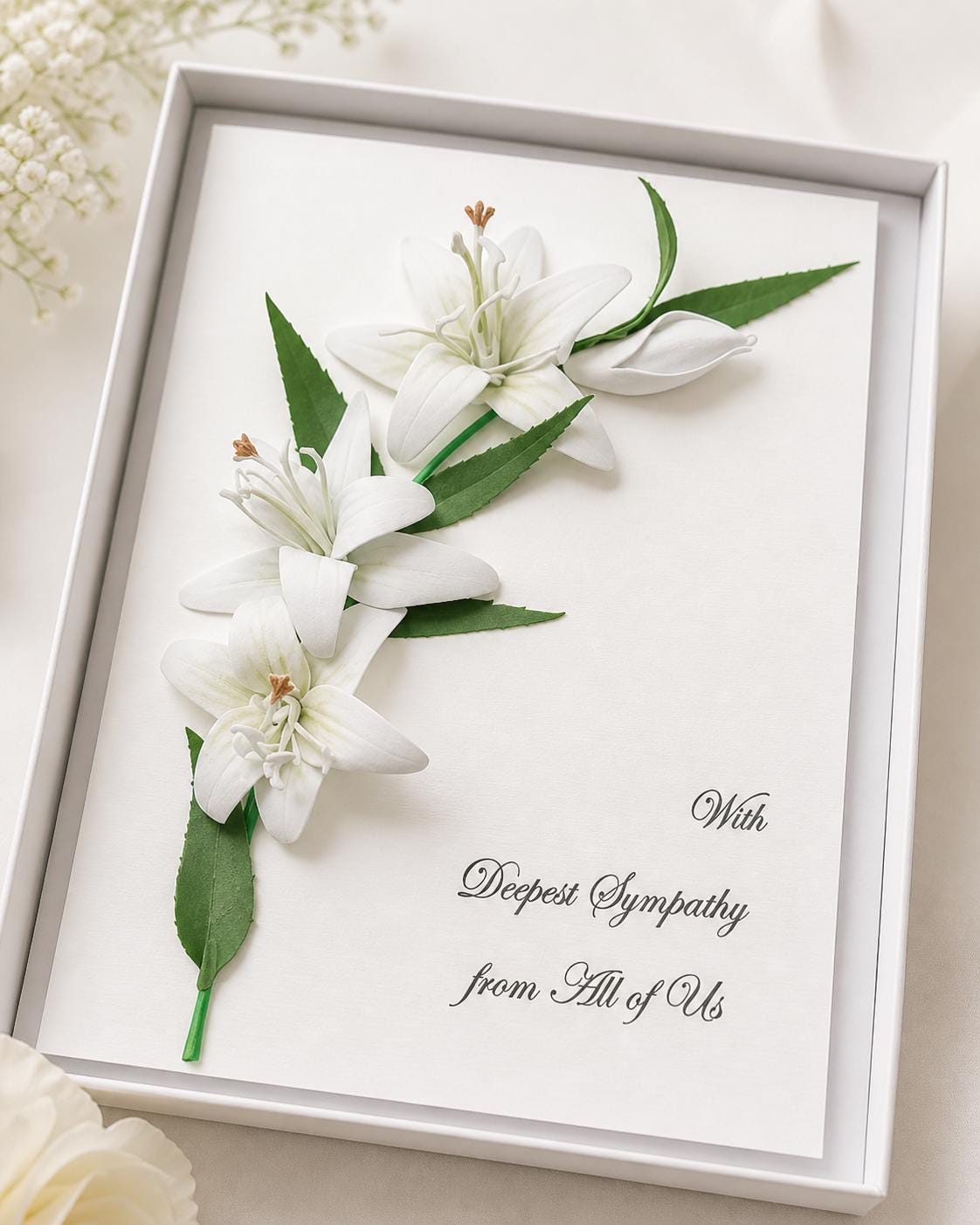 Handmade Sympathy Card With White Lilies | Condolence Card