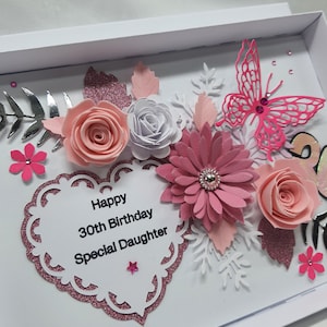 Carte d'anniversaire faite main personnalisée 30e anniversaire pour fille petite fille soeur carte en boîte
