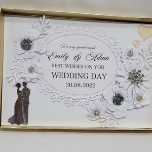 Biglietto di lusso per il giorno del matrimonio Biglietto PERSONALIZZATO fatto a mano per sposi speciali Figlia Genero Biglietto di matrimonio piegato con confezione regalo