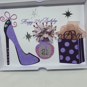 Personalisierte handgemachte Geburtstagskarte 21. Geburtstagskarte Tochter Geburtstag Enkelin Schwester Geschenkbox Geburtstagskarte