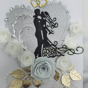 Gepersonaliseerde trouwdagkaart/huwelijkscadeau voor bruidegom en bruid/speciaal koppel/handgemaakte groet luxe 3D-kaart met geschenkdoos