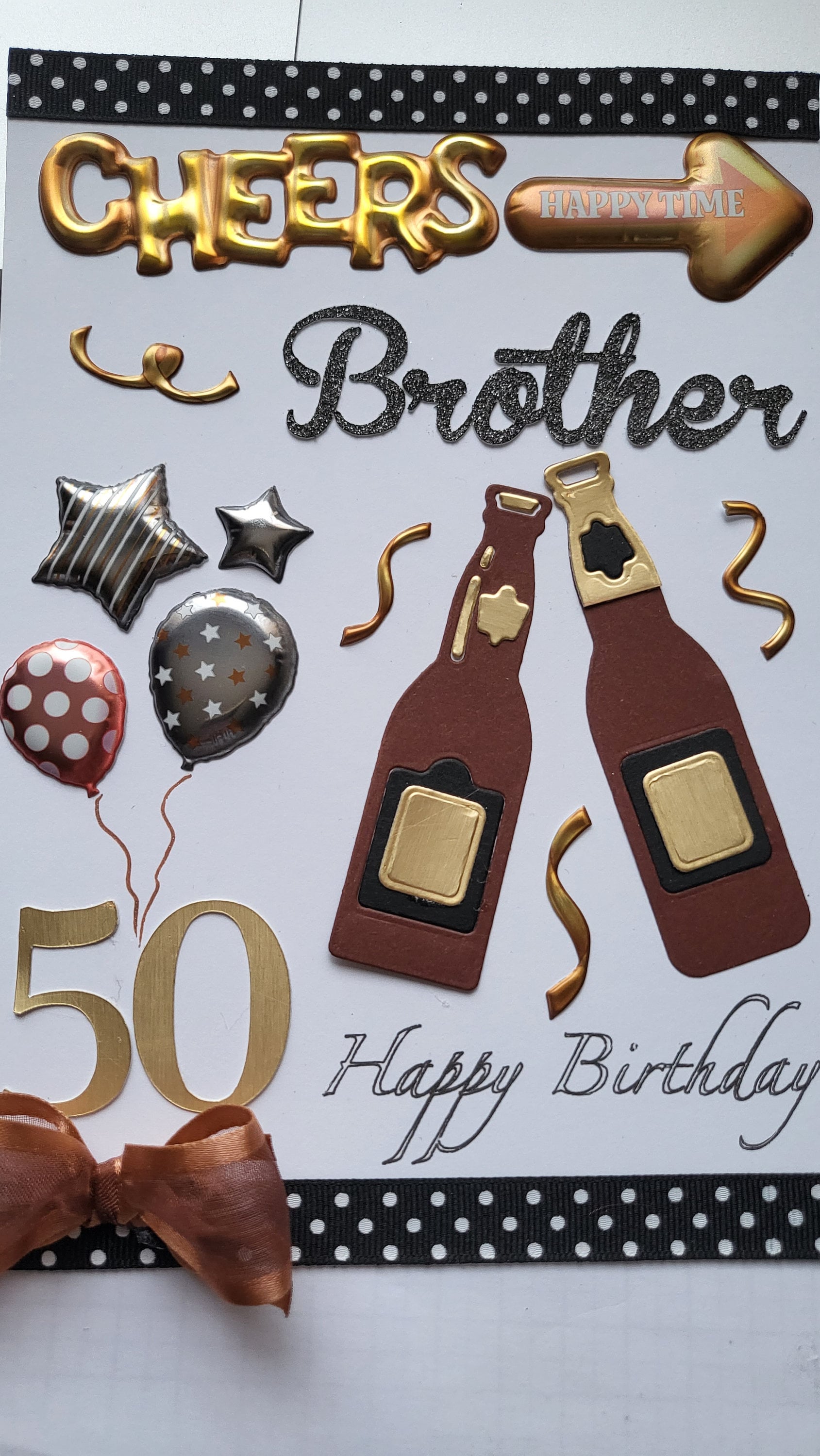 Biglietto Auguri Compleanno 50 Anni - Cartoncino Oro E Nero, 55x35 Cm Aperto, Per Feste E Messaggi - Foto 5