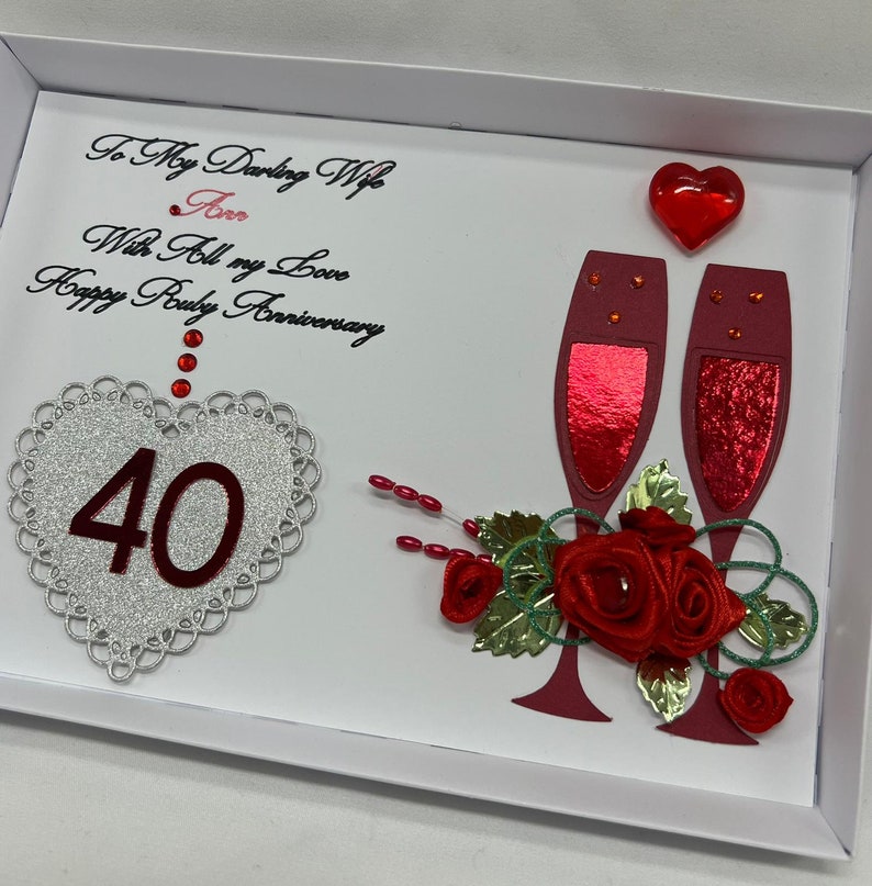 40th Ruby Wedding Anniversary Card for Wife/husband/friends / - Etsy