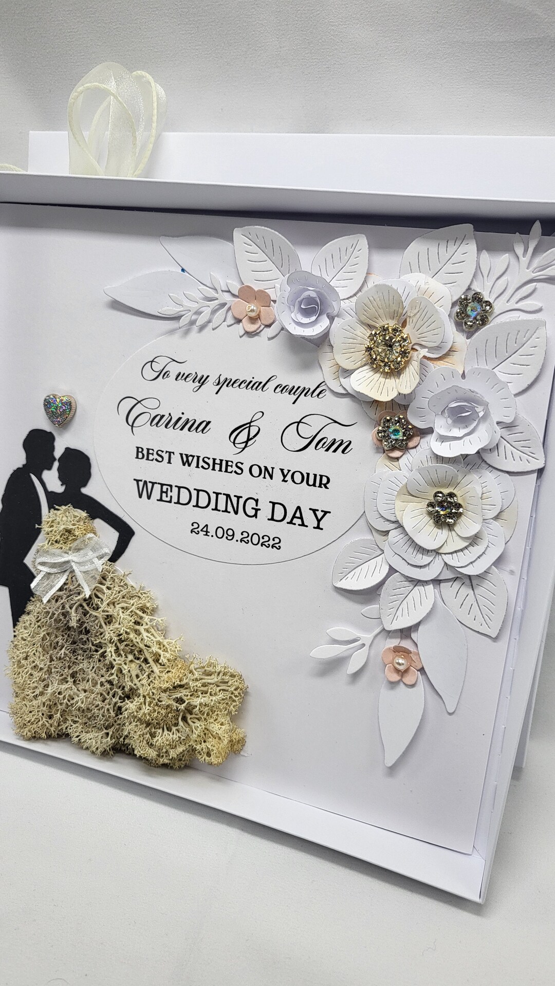 Luxury 3D Wedding Day Card: Handmade Floral Newlywed Gift Box - Etsy