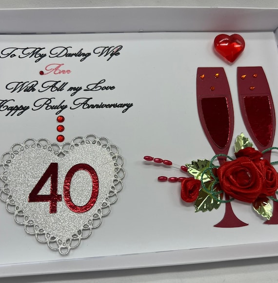 40th Ruby Wedding Anniversary Card for Wife/husband/friends / Etsy