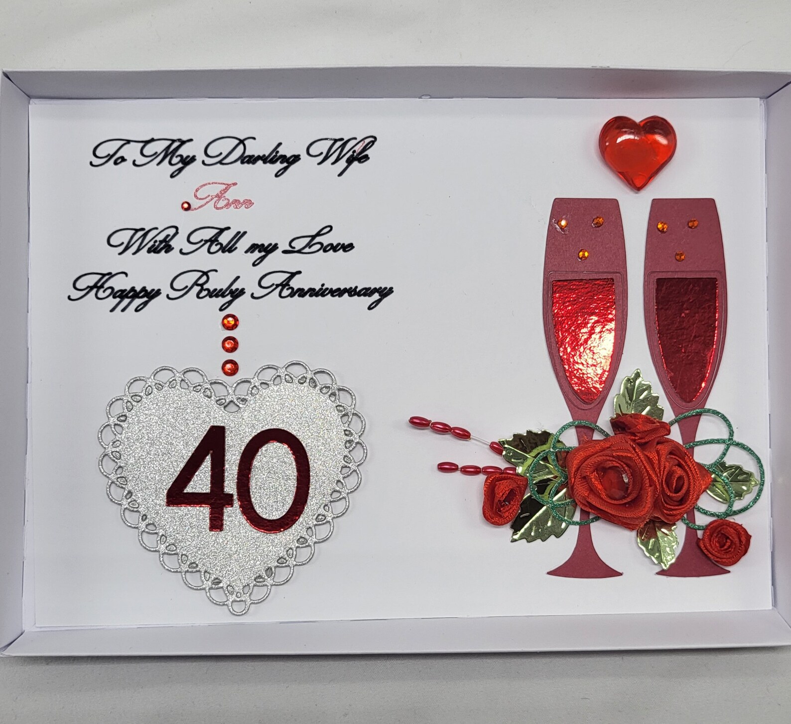 40th Ruby Wedding Anniversary Card for Wife/husband/friends / - Etsy