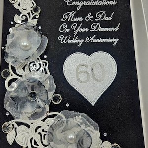 ダイヤモンド結婚60周年記念 ママとパパへのギフトボックス付き手作りカード