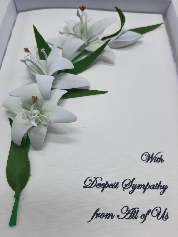 Biglietto Di Condoglianze Empatico Con Busta - Fiori Bianchi E Poesia Tedesca, Formato 125x125mm, Set Da 2
