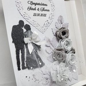 "Hochzeitstag Karte für Sohn/Tochter/Enkelin/Enkel/besonderes Paar/Freunde personalisiert & verpackt großes 3D