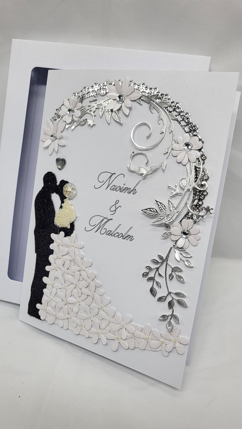 Handmade 3D Wedding Day Card: Personalized Luxury Floral Design - Etsy UK