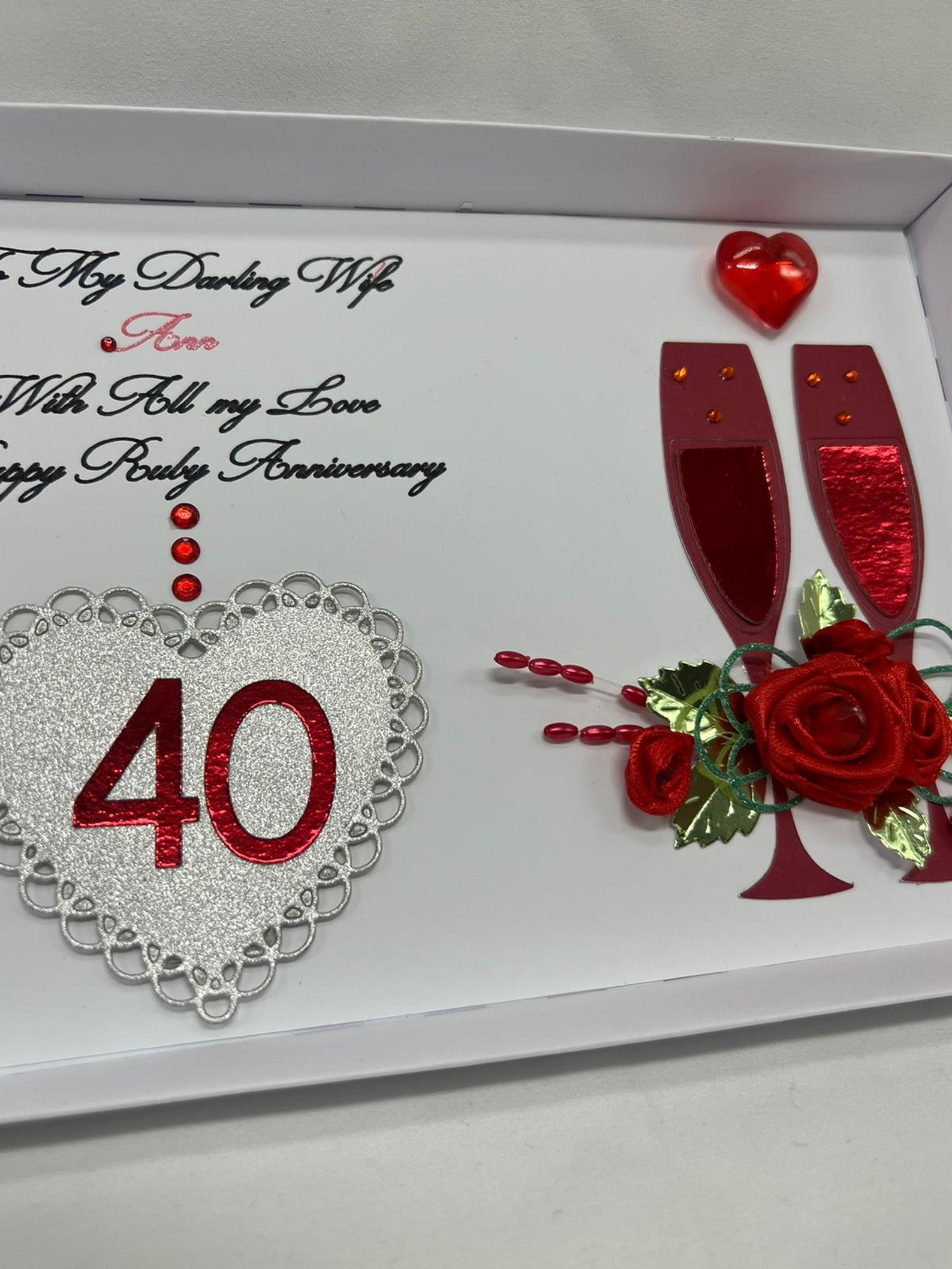 40th Ruby Wedding Anniversary Card for Wife/husband/friends / - Etsy