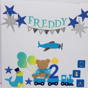 Carte d'anniversaire GARÇON personnalisée faite main 1er 2e 3e, 4e pour garçon, fils, petit-fils, neveu, cousin, filleul, frère, enfants, enfants Boîte cadeau