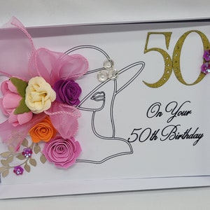 Carte d'anniversaire personnalisée de luxe 50e anniversaire pour meilleure amie maman fille belle chapelle avec des fleurs avec boîte-cadeau