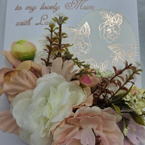Carte d'anniversaire personnalisée fleurs, carte florale pour maman, nounou, grand-mère, grand-mère, tante, tante, coffret cadeau 3D