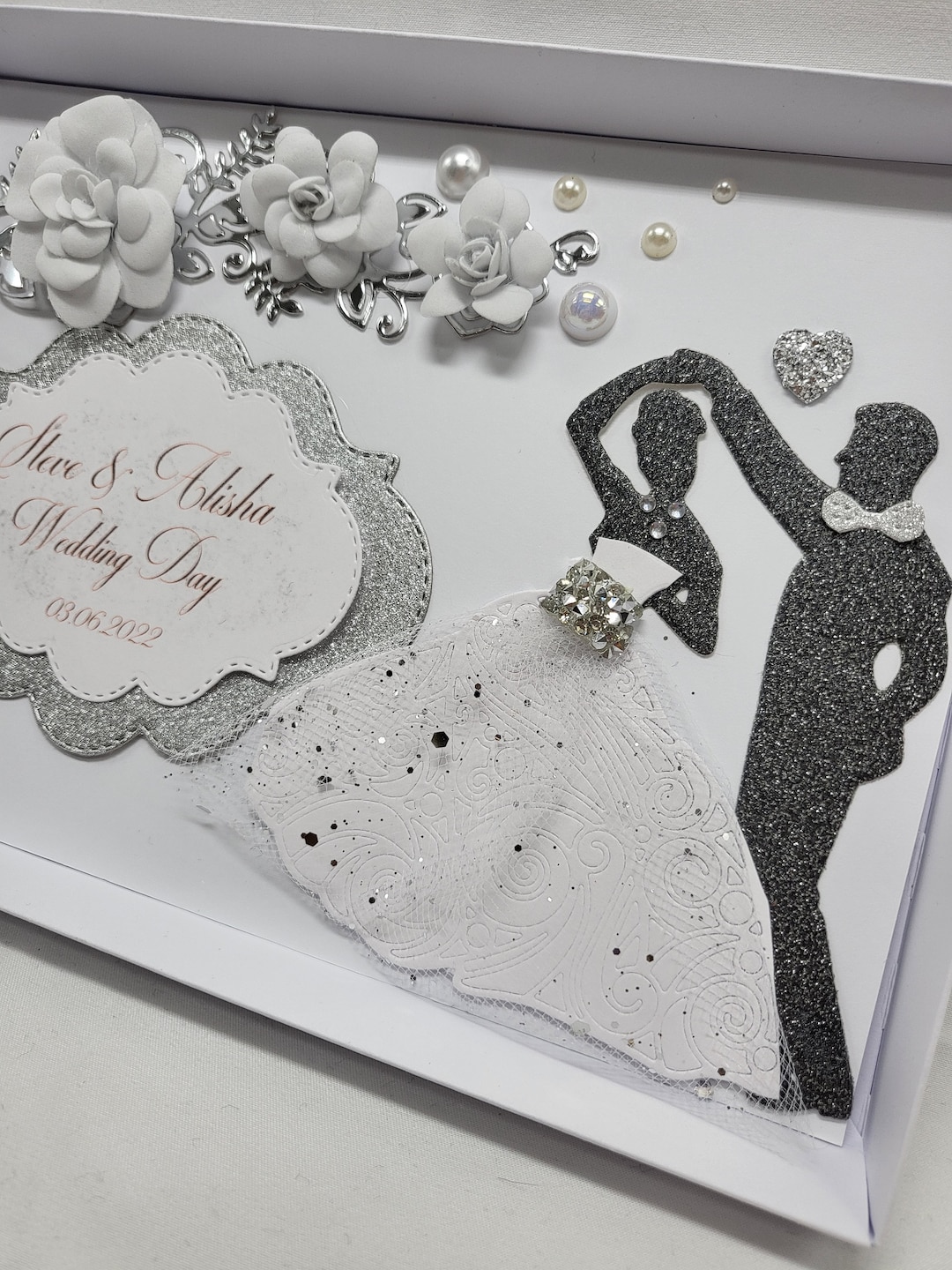 Luxury Handmade PERSONALISED Card WEDDING Day Anniversary Engagement ...