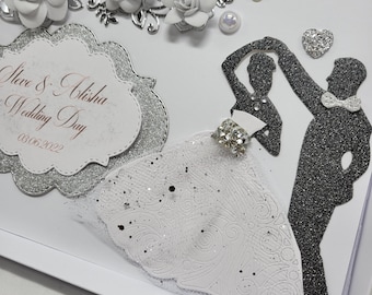 Luxury Handmade PERSONALISED Card WEDDING Day Anniversary Engagement Gift Box 3D