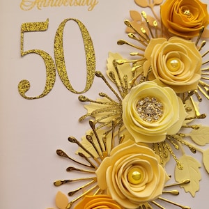 Carte d'anniversaire de mariage dorée, carte souvenir faite main pour femme mari, maman et papa, boîte de luxe caed