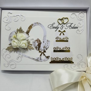 Cartão de casamento de luxo personalizado feito à mão, aniversário de casamento, bodas de ouro para amigos especiais, caixas de família, cartão