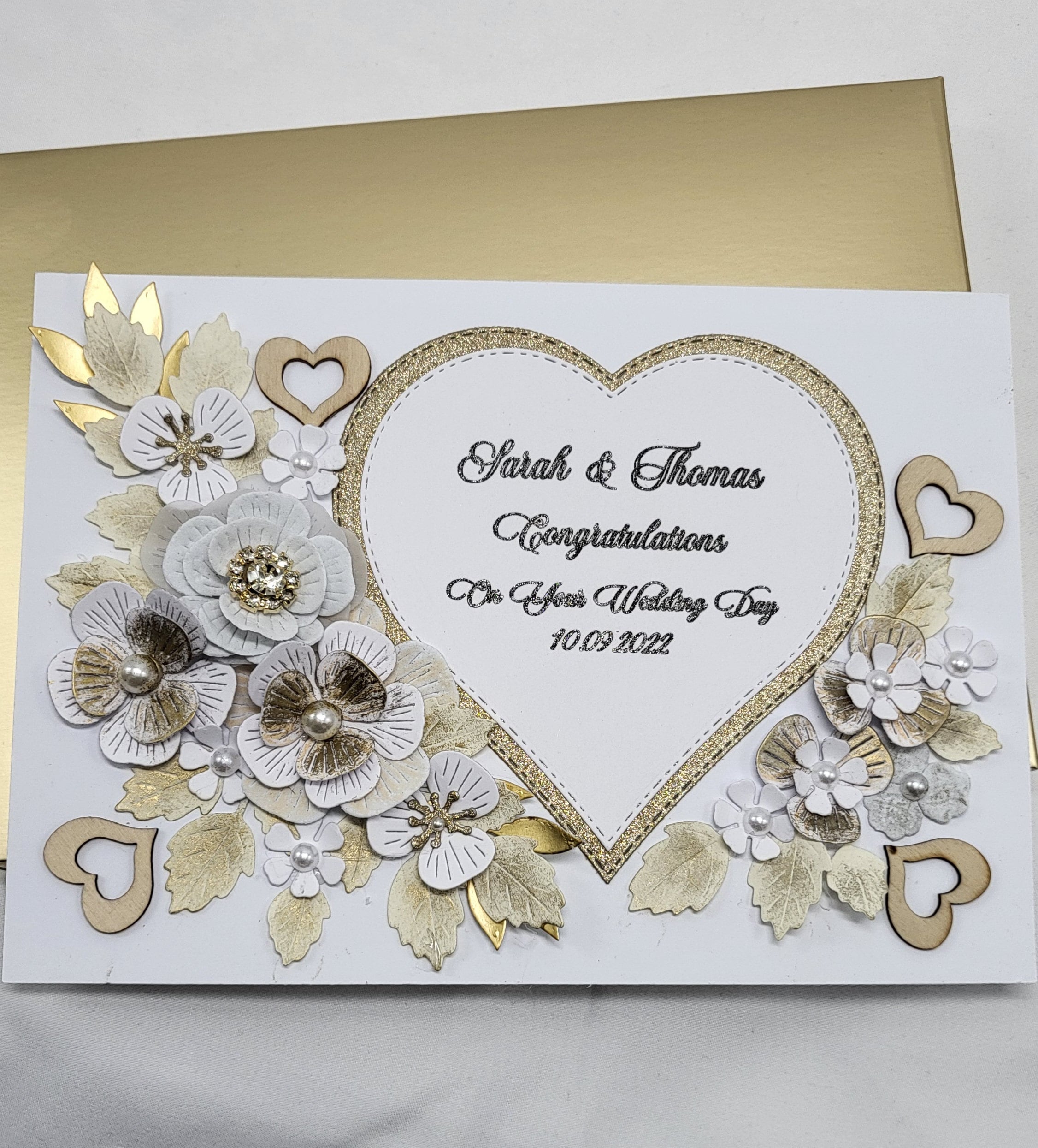 Personalized 3D Wedding Card: Handmade Luxury Gold Floral Card - Etsy