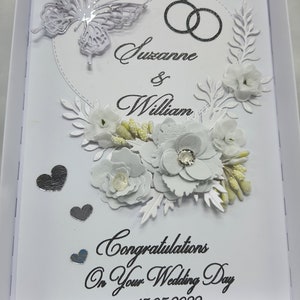 Cartão de casamento artesanal de luxo personalizado, anéis de casamento artesanais para amigos, casal especial, filha, filho, cartão 3d de luxo com caixa