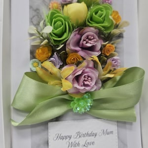 Luxus PERSONALIZED handgemachte GEBURTSTAGS-Karte 21st 30th 40th 50th 60th 80th Jedes Alter Tochter Frau Schwester Mama Muttertag 3D Geschenkbox