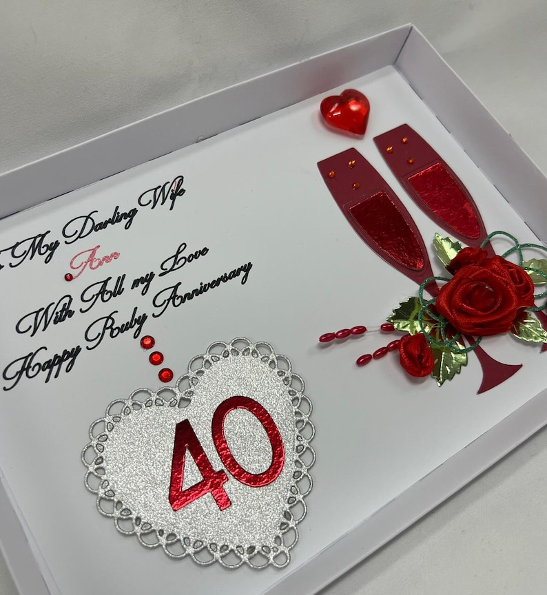 40th Ruby Wedding Anniversary Card for Wife/husband/friends / - Etsy