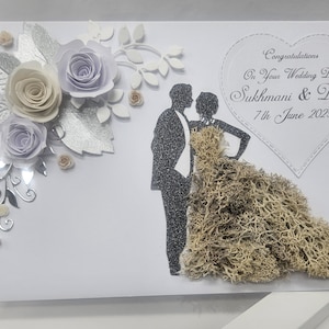 Handgemaakte Luxe GEPERSONALISEERDE Trouwdagkaart Bruidegom Bruid VERJAARDAG Engagement Presentatiedoos 3D KEEPSAKE Card e