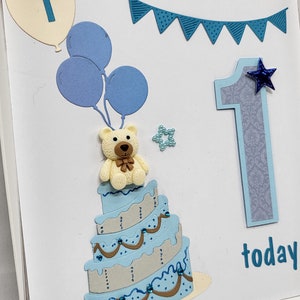 Cartão de aniversário personalizado feito à mão, primeiro 2º, 3º, 4º, qualquer idade, menino, filho, irmão, neto, bolo de aniversário, caixa de presente 3d