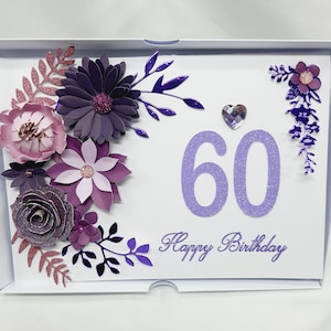 Handmade Birthday Card Luxury boxes card PERSONALISED card for 60th 70th 80th Any Age Birthday Card