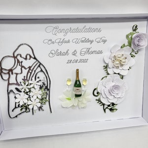 Cartão de luxo para o dia do casamento, cartão de aniversário personalizado feito à mão, caixas de noivado, cartão com champanhe para aplausos