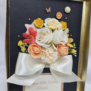 Carte d'anniversaire personnalisée de luxe faite main 21, 30, 40, 50, 60, 80, tout âge, fille, épouse, soeur, maman, fête des mères, boîte cadeau 3D