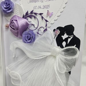 Ręcznie robiona PERSONALIZOWANA kartka ślubna dla przyjaciół, wyjątkowej pary, córki, syna, 3D kartka z pudełkiem prezentowym