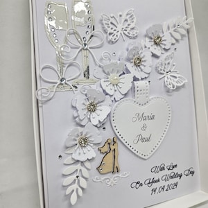 Gepersonaliseerde trouwdagkaart /trouwcadeau voor bruidegom en bruid/speciaal stel /handgemaakte groet Luxe 3D-kaart met geschenkdoos