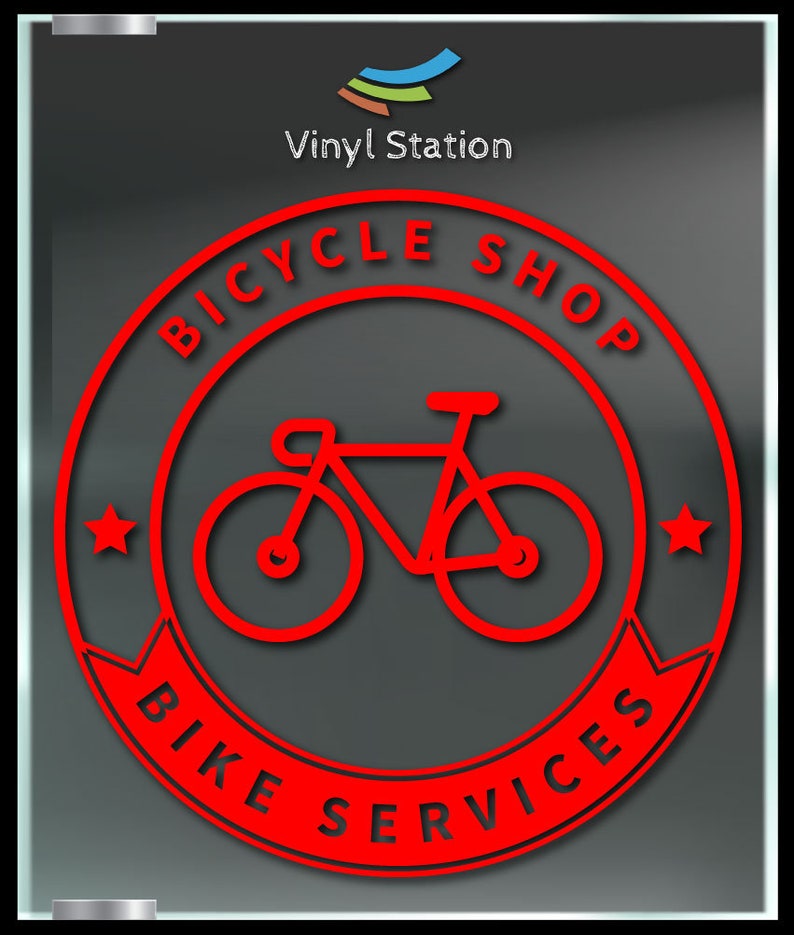Bicycle Shop Bike Services Business Vinyl Decal Sign.