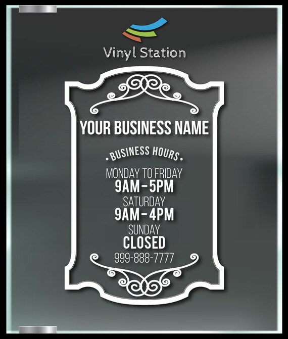 Very Elegant Custom Business Store Hours Window Decal Sticker Sign Door