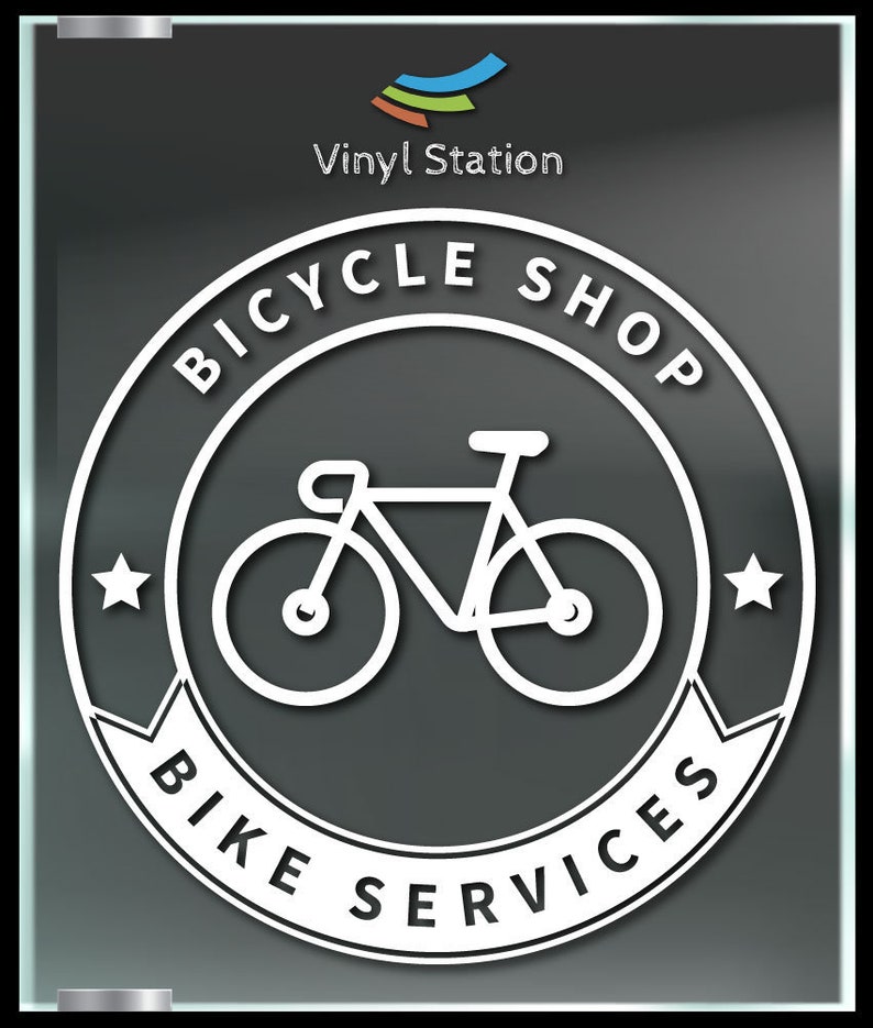 Bicycle Shop Bike Services Business Vinyl Decal Sign.