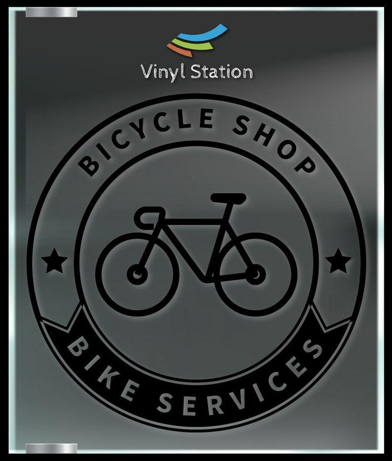 Bicycle Shop Bike Services Business Vinyl Decal Sign.