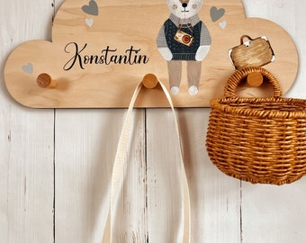 Kindergarderobe aus Holz "Teddy Reisen"