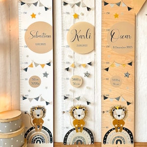 Messlatte Kinder, Messlatte Holz, Babygeschenk Geburt, Messlatte personalisiert, Messlatte Tier, Kinderzimmer, Baby, Taufe,Löwe, Regenbogen