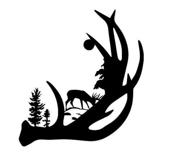 Deer in Antler Shed Decal | Etsy