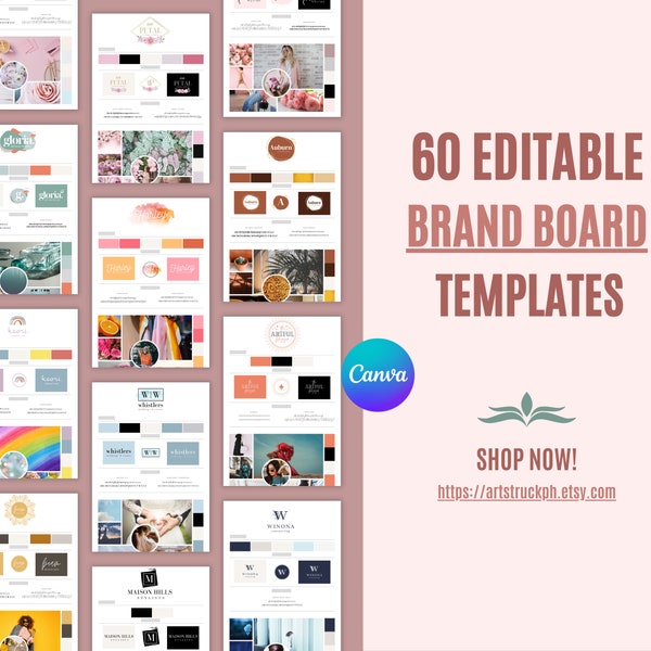 60 Brand Board Templates | Canva Editable | High Quality Mood Boards