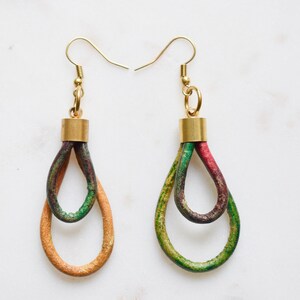 Tie Dye Leather Earrings, Tie Dye Earrings, Rainbow Earrings, Rainbow Leather Earrings, Boho Earrings, Festival Earrings