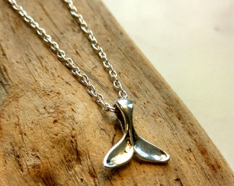 Whale Tail Anklet, Fish Anklet, Leather Cord or Silver Chain