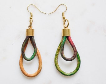 Tie Dye Leather Earrings, Tie Dye Earrings, Rainbow Earrings, Rainbow Leather Earrings, Boho Earrings, Festival Earrings