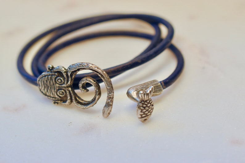 Ocean Bracelet Octopus Bracelet Nautical Bracelet Leather Fish Bracelet Leather Octopus Bracelet Serpent Bracelet