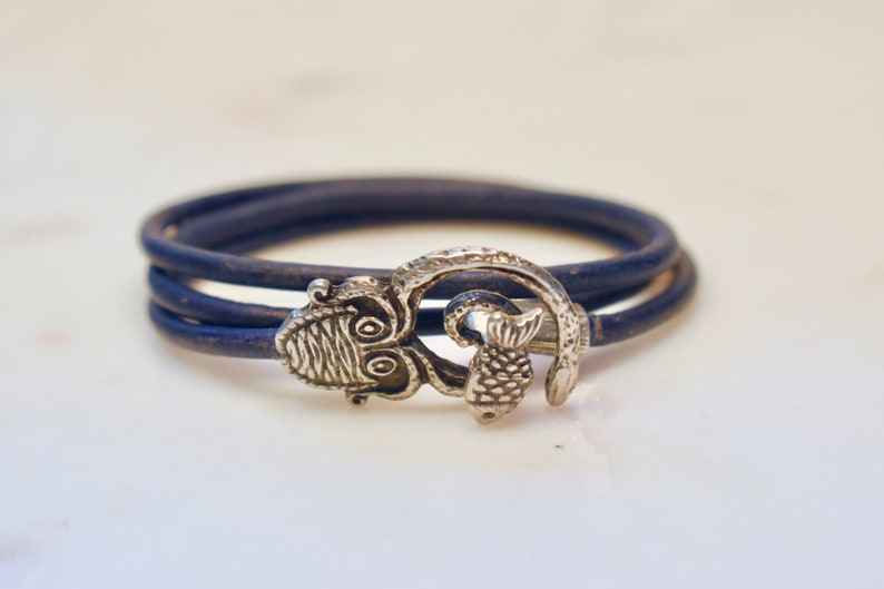 Ocean Bracelet Octopus Bracelet Nautical Bracelet Leather Fish Bracelet Leather Octopus Bracelet Serpent Bracelet