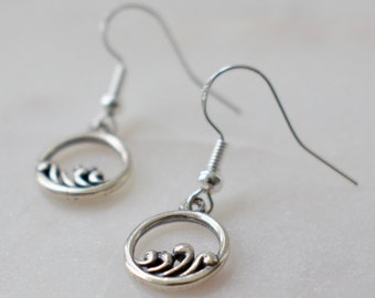 Sterling Silver Wave Earrings, Ocean Earrings, Wave Jewelry, Abstract Waves, Wave Earrings